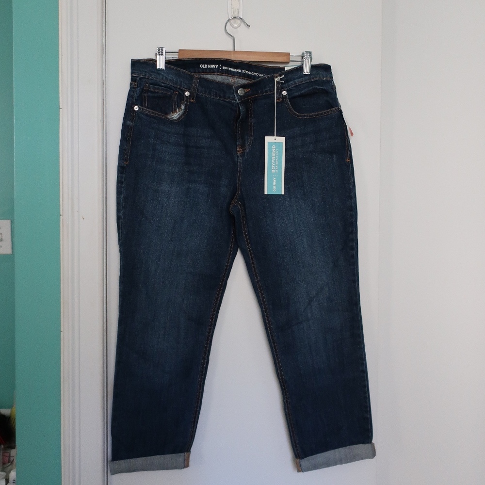 OLD NAVY - BOYFRIEND STRAIGHT FIT - Dark Blue